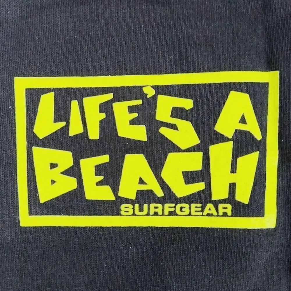 Lifes A Beach Mens Black & Green Cotton Short Sleeve Graphic Tee T shirt Size S - Picture 3 of 8